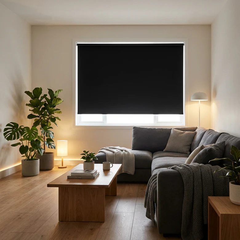 Blackout blinds creating deeper shade in a room