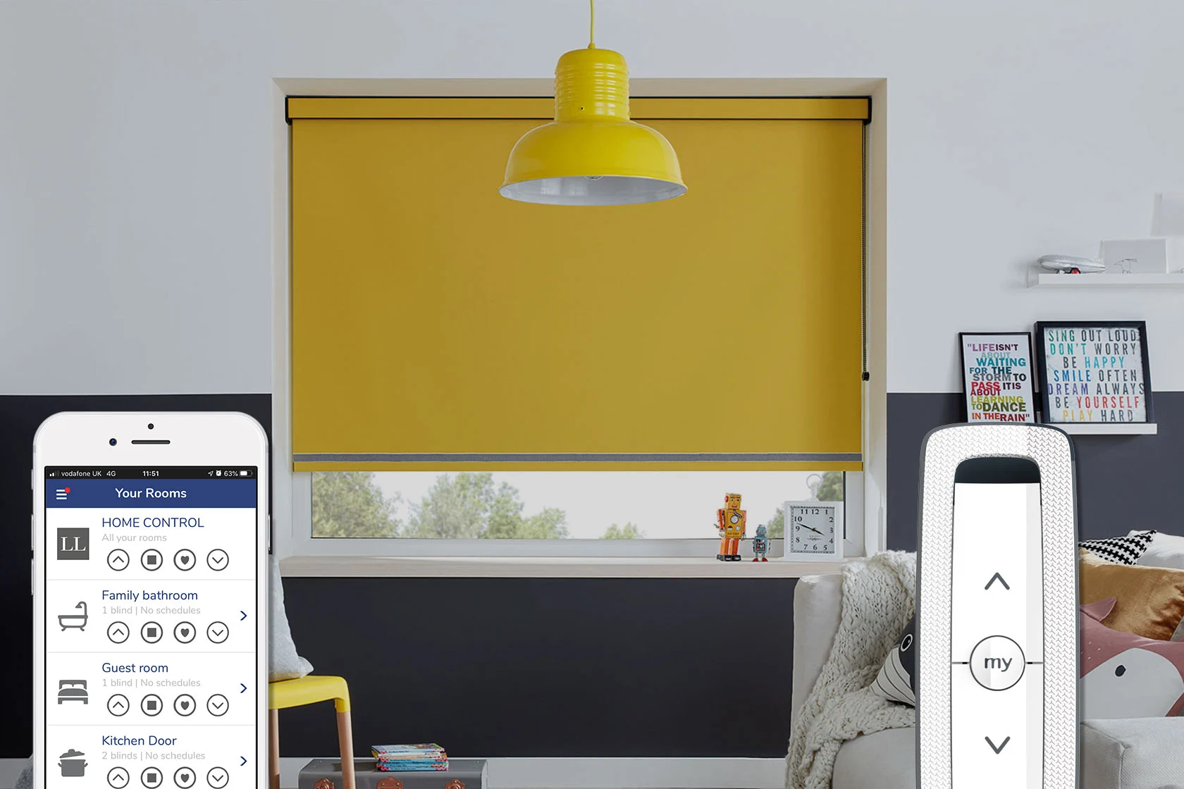 Motorised blinds fitted in a modern room